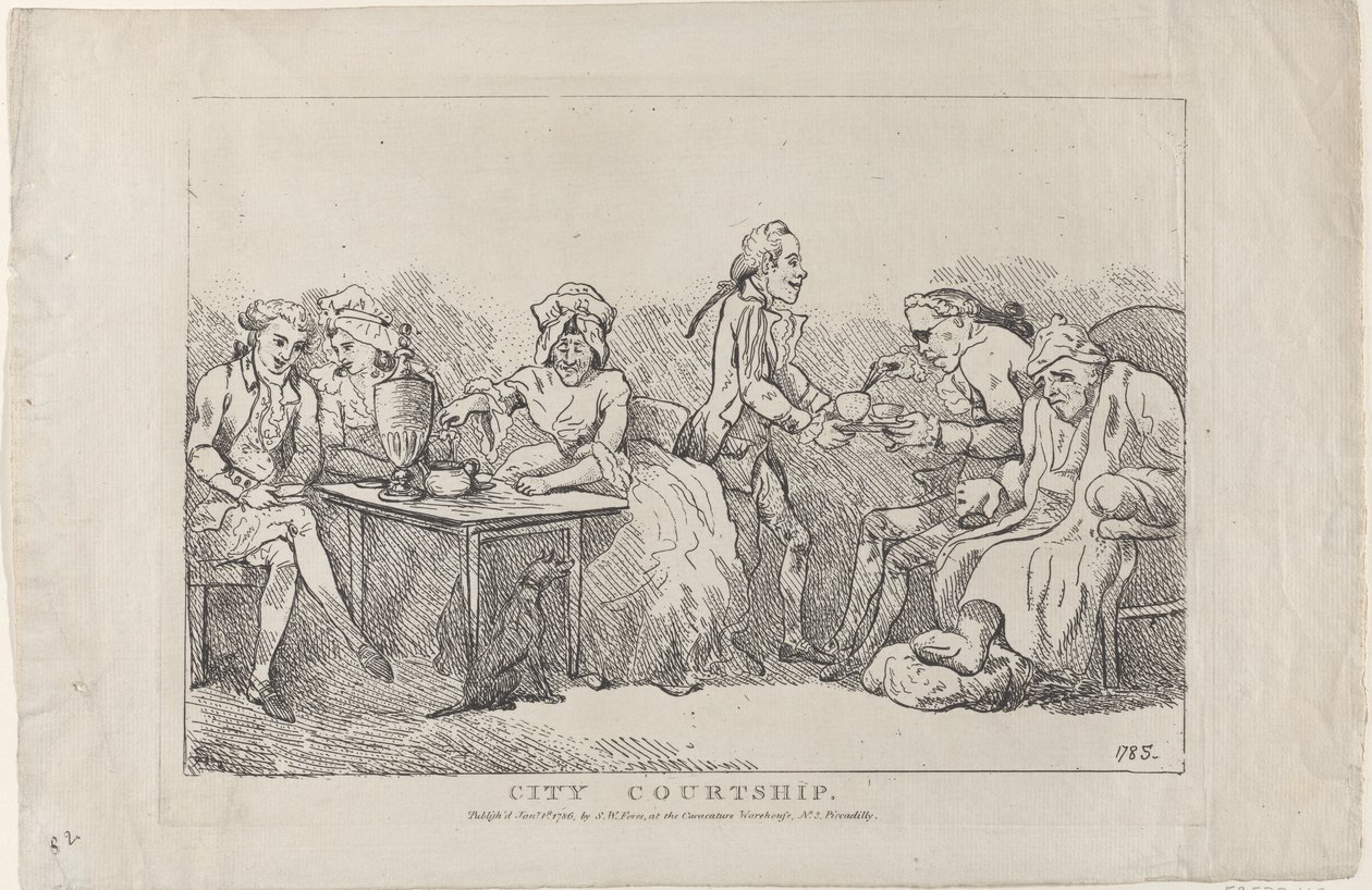 Zaloty miejskie, 1786., 1786. autorstwa Imitator of Thomas Rowlandson.