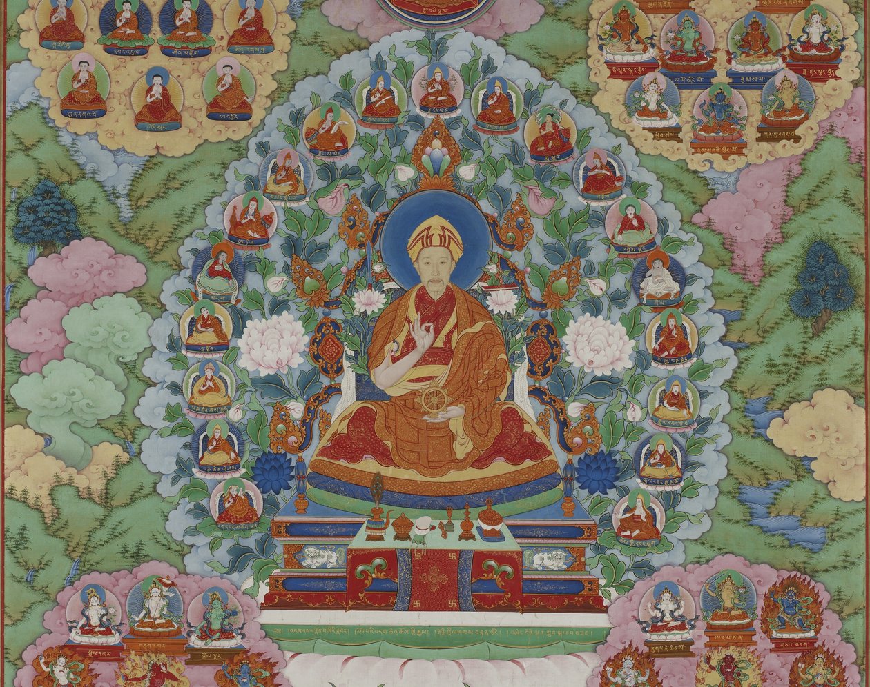 Fragment cesarza Qianlong jako Mandziuśriego, Bodhisattwy Mądrości, dynastia Qing autorstwa Imperial Workshop