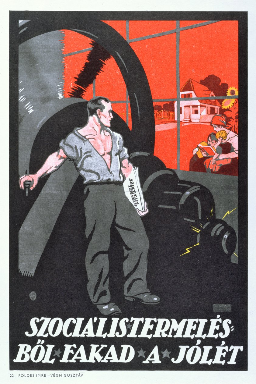 Dobrobyt jest produktem produkcji socjalistycznej, plakat węgierskiej rewolucji komunistycznej, 1919 autorstwa Imre Foeldes