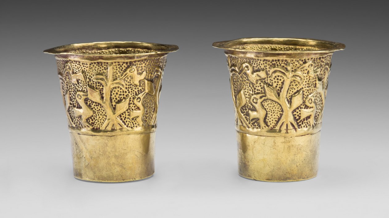 Para zlewek przedstawiających ptaki na polu kukurydzy, 1100-1438 r. autorstwa Incan