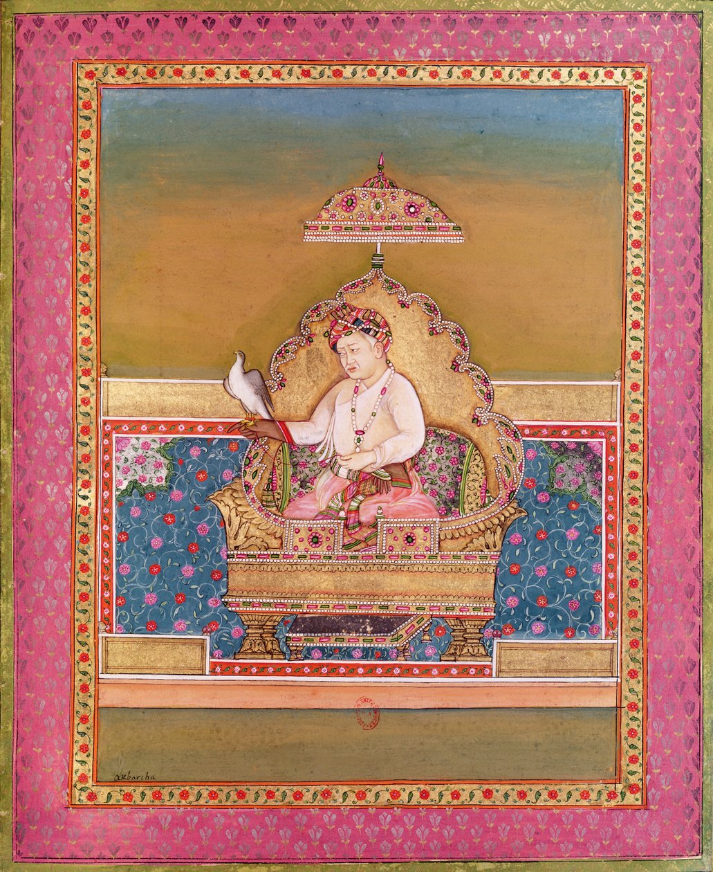 Akbar (1556-1605) z albumu portretów cesarzy Mogołów w Delhi, 1774 autorstwa Indian School