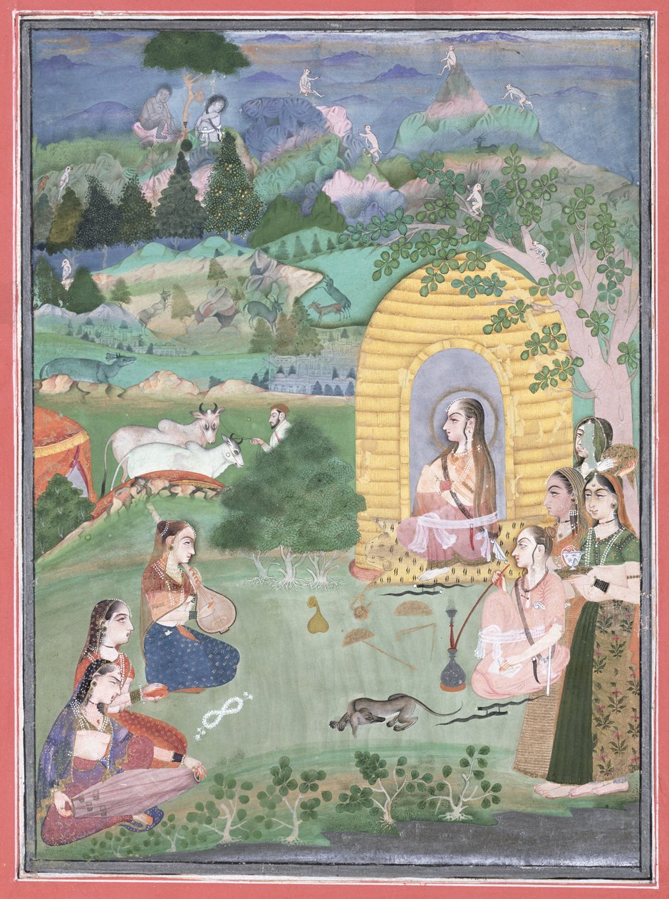 Miniaturowy obraz jogini w pejzażu, Bikaner, 1680 (nieprzezroczyste kolory mineralne na białym papierze) autorstwa Indian School