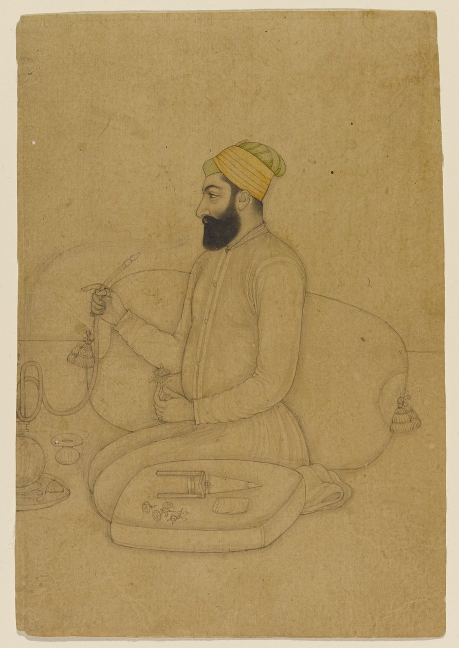 Portret Mirzy Dakhni, Naubat Khan (pranie na papierze) autorstwa Indian School