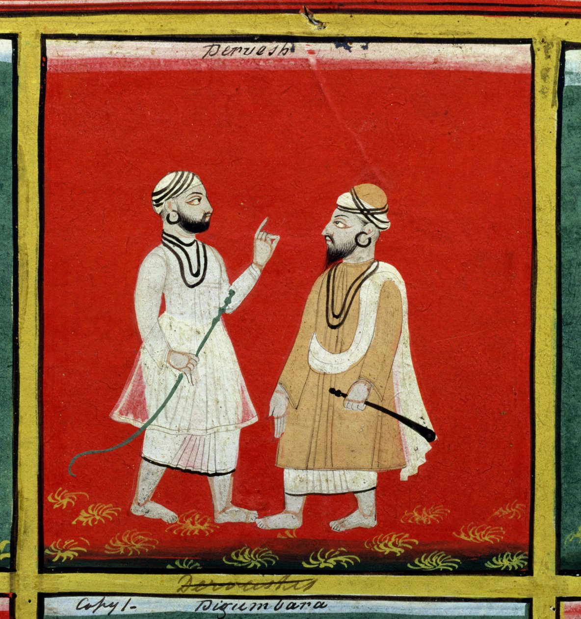 Dwaj derwisze, żebracy religijni, Udaipur, ok. 1810-20 autorstwa Indian School