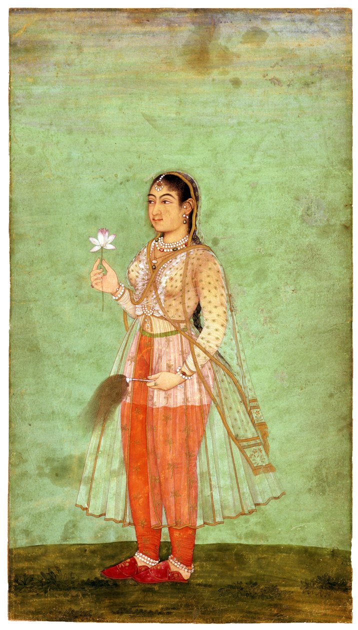 Dama z kwiatkiem i trzepaczką muchową, ok. 1630 r. autorstwa Indian Art