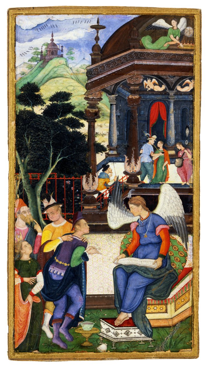 Anioł rozmawiający z grupą Europejczyków, ok. godz. 1610 autorstwa Indian Art