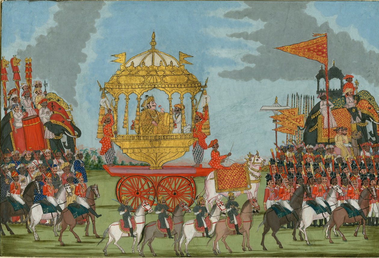 Rajah of Tanjore jadący na słoniu na ceremonię zaślubin, ok. 1930 r. 1780 autorstwa Indian Art