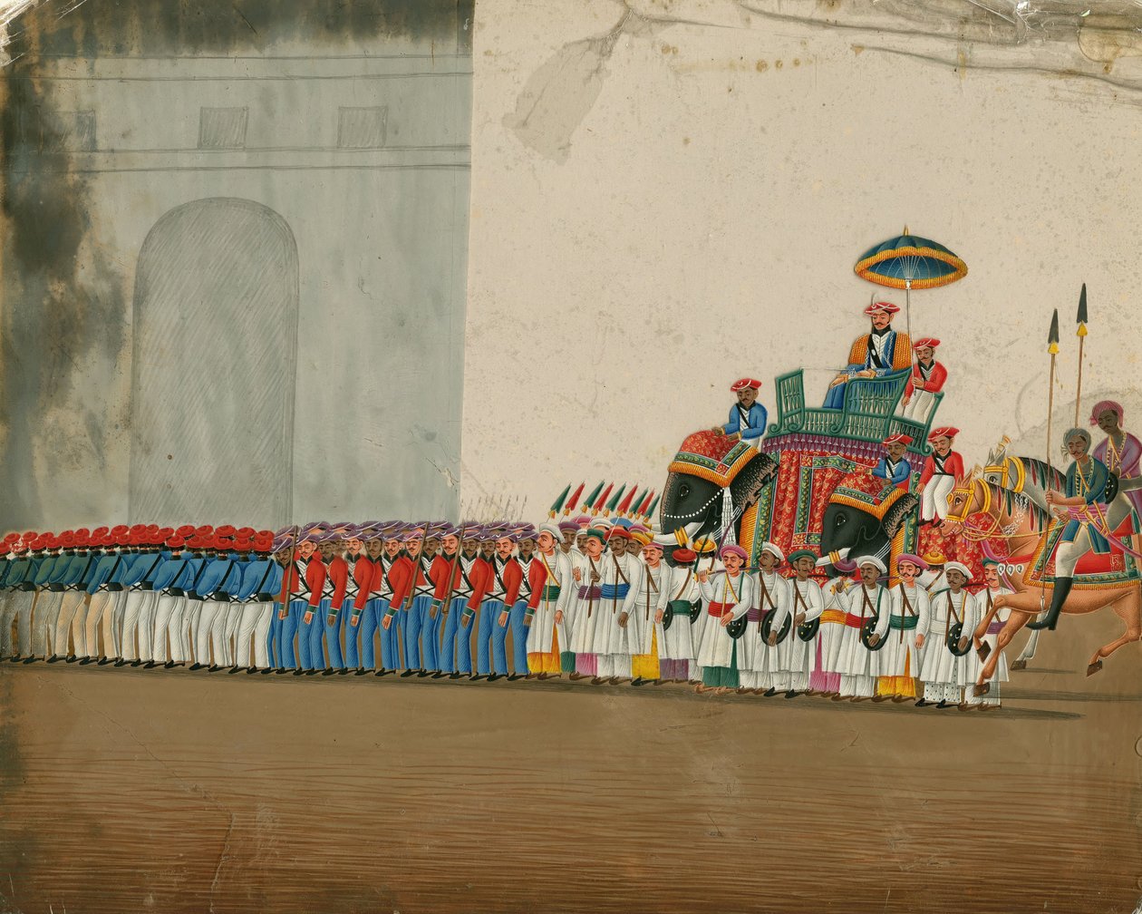 Sułtan jadący na słoniu, c. 1800 autorstwa Indian Art