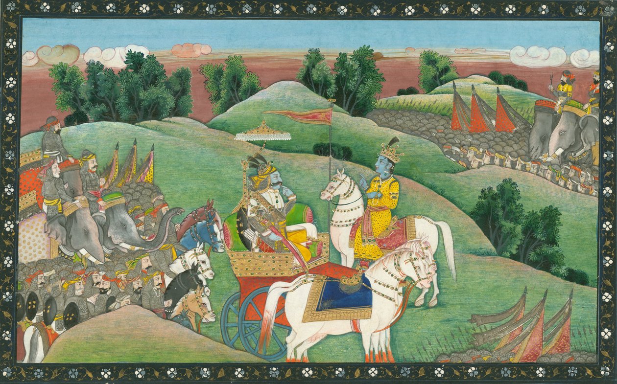 Dialog między Panem Kryszną a Ardżuną, ok. 1930 r. 1830 autorstwa Indian Art