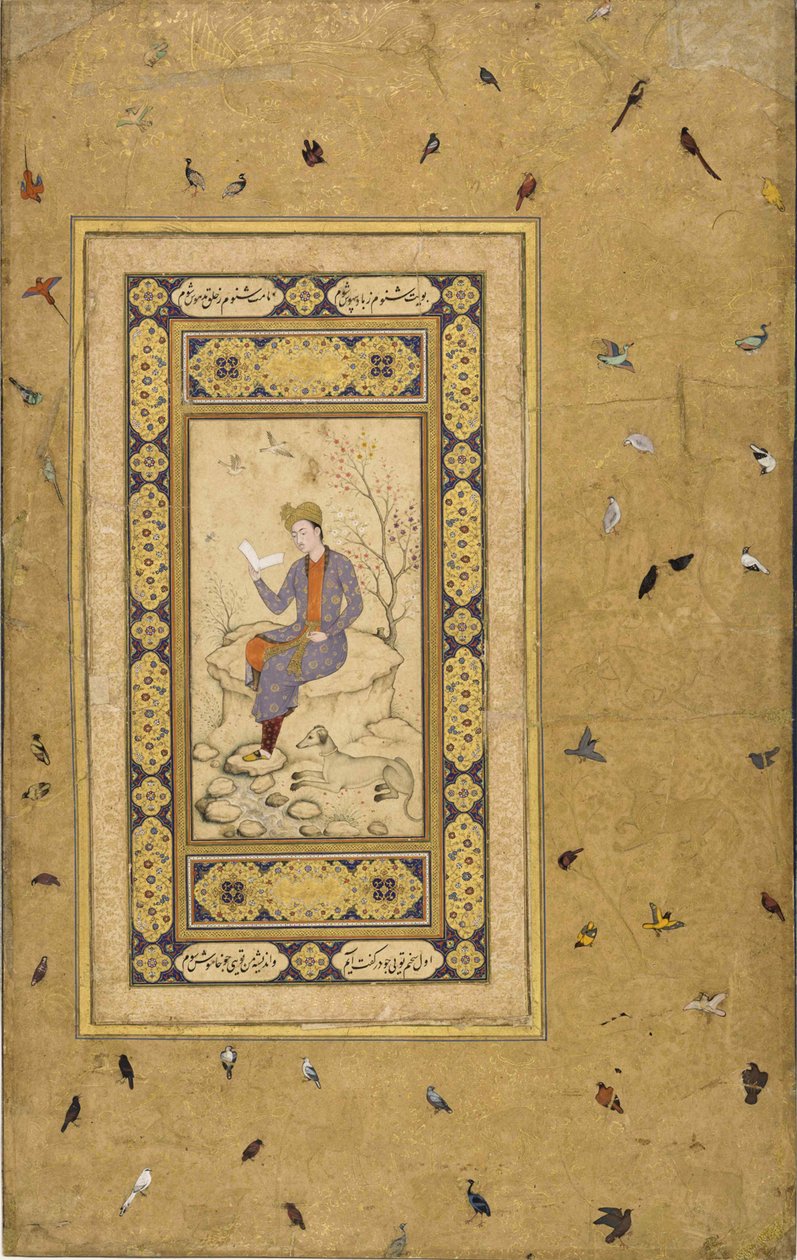 Młody mężczyzna czytający w krajobrazie, ok. 1930 r. 1608-1610. autorstwa Indian Art.