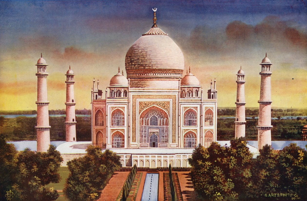 Agra: Taj Mahal, widok ogólny (zdjęcie kolorowe) autorstwa Indian photographer