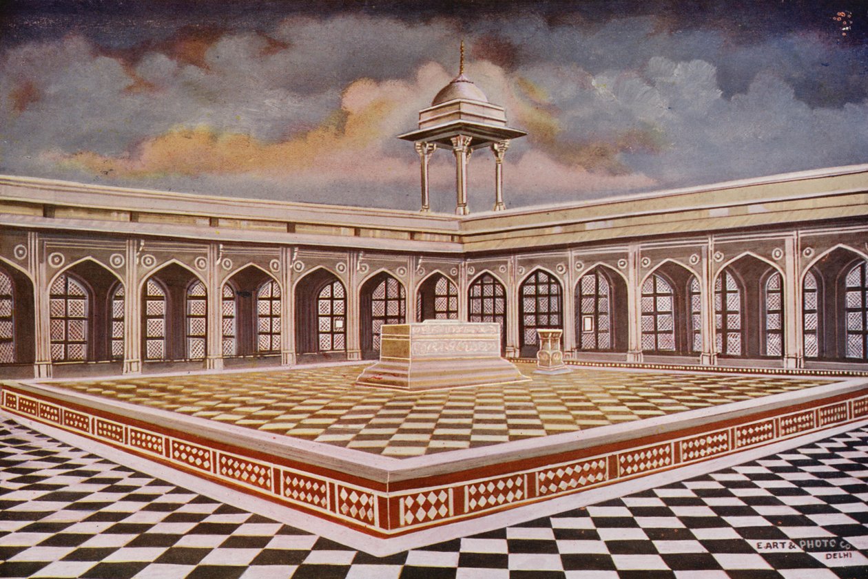 Agra: Grobowiec Akbara z marmurowymi budynkami (zdjęcie kolorowe) autorstwa Indian photographer