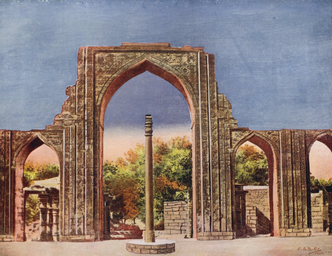 Masdżid Quwat-ul-Islam i żelazny filar, Delhi, Indie (zdjęcie kolorowe) autorstwa Indian photographer
