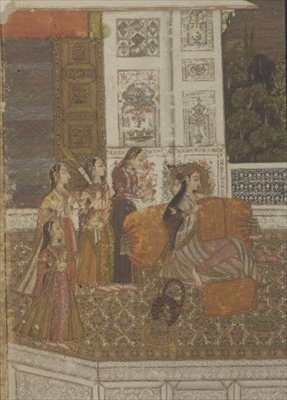 51.226 Portret księżniczki cieszącej się muzyką, Krishnagar, Zachodni Bengal autorstwa Indian School