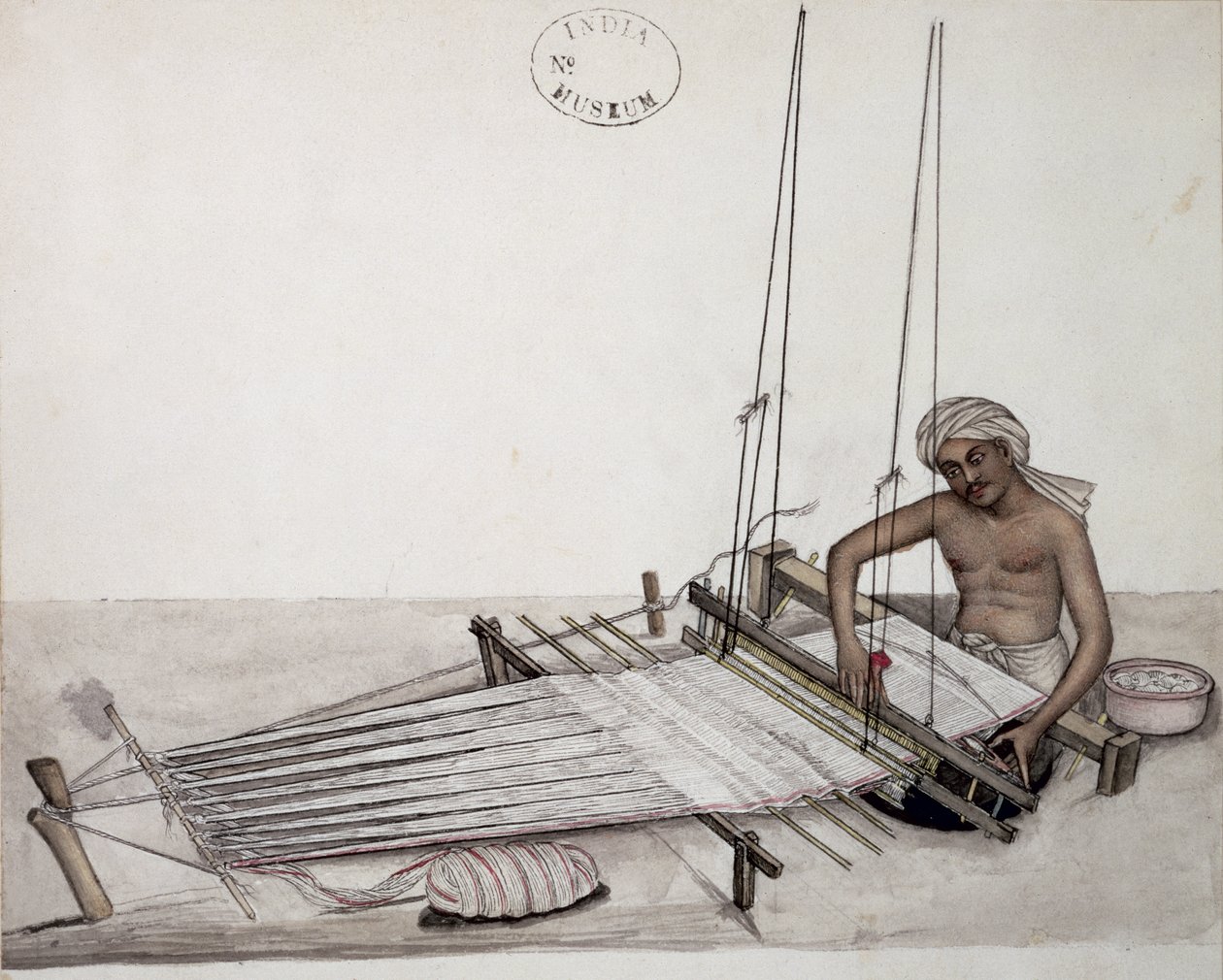 AS10 Vol.52 f5 4904 kat.201 i-iv Weaver na krośnie, Bombaj, ok.1873 (akwarela na papierze) autorstwa Indian School