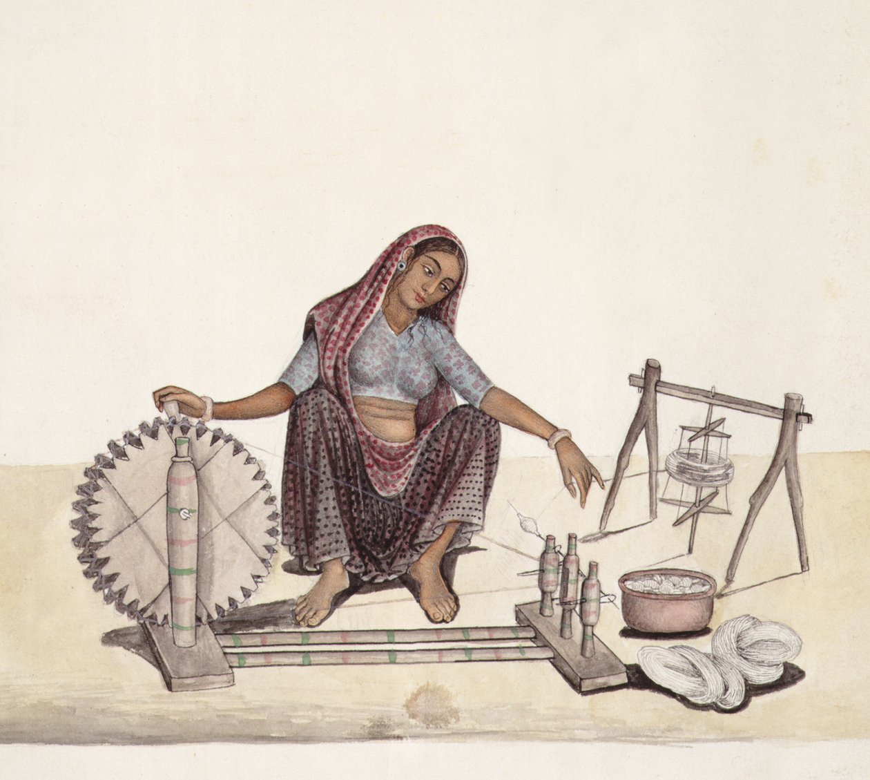 AS10 Vol.52 ff.4 4899 cat 201 i-iv Kobieta nawijająca bawełnę, Bombaj autorstwa Indian School