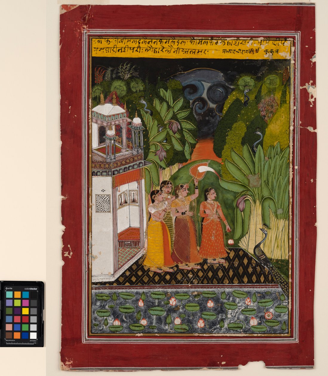 Bohaterka czeka na swojego Bohatera, ok. 1740 (nieprzezroczysta akwarela i złoto na papierze) autorstwa Indian School