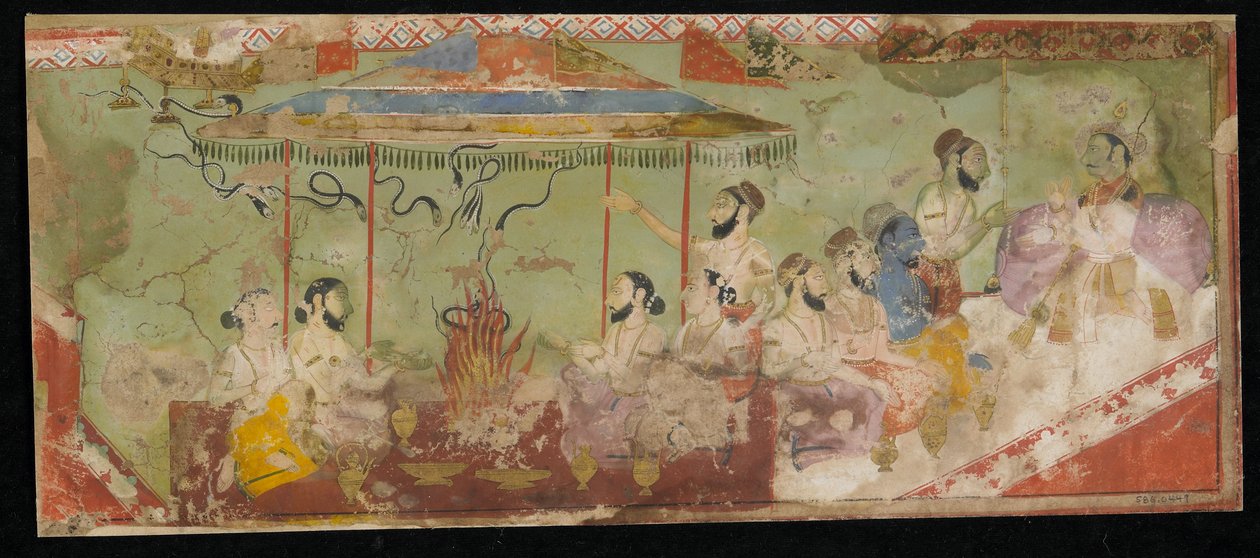 Ceremonia Ofiarna, Album folio z obrazem, ok. 1690 autorstwa Indian School