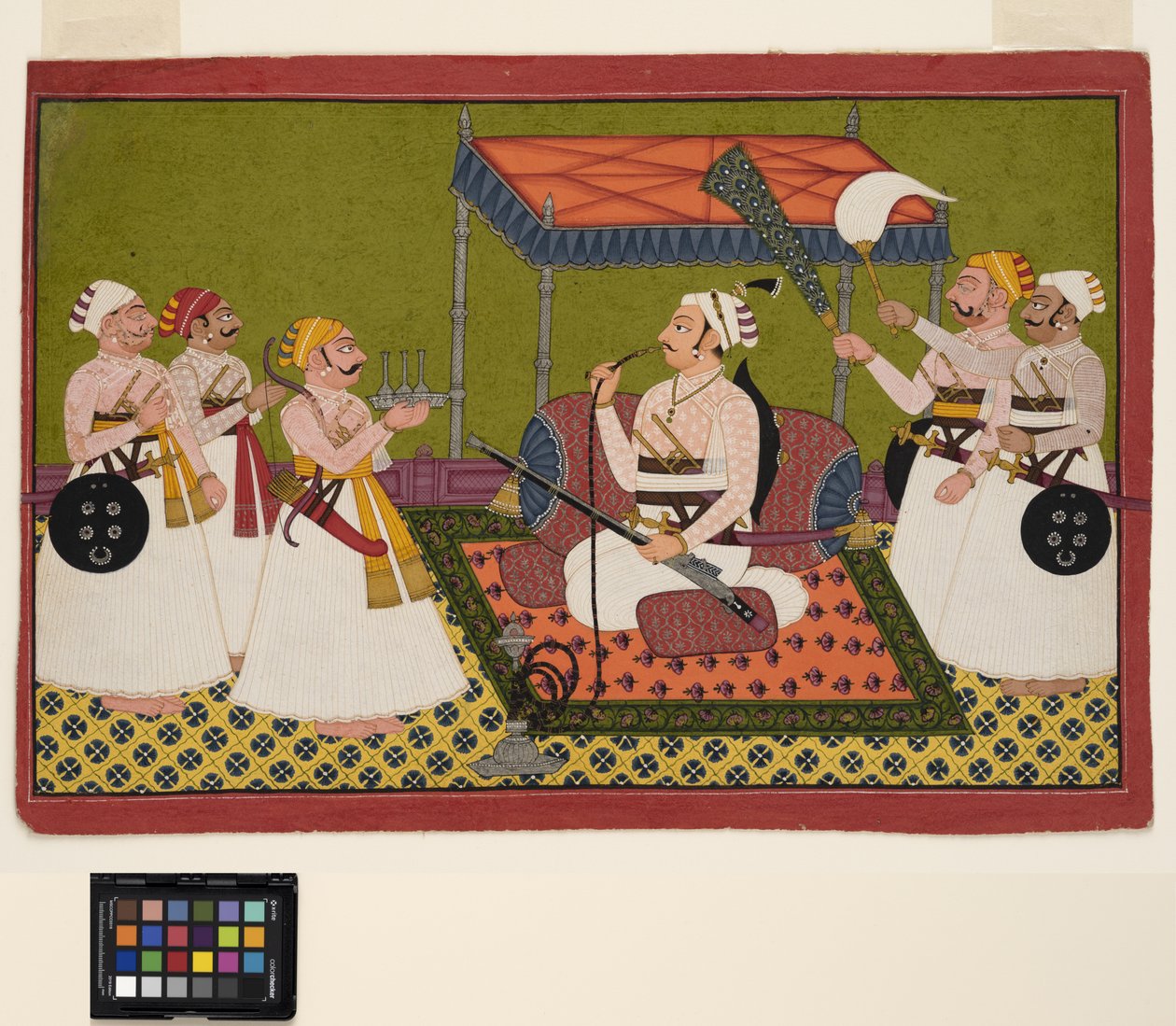 Maharadża z Samode, ok. 1760 (nieprzezroczyste w/c srebro i złoto na papierze) autorstwa Indian School