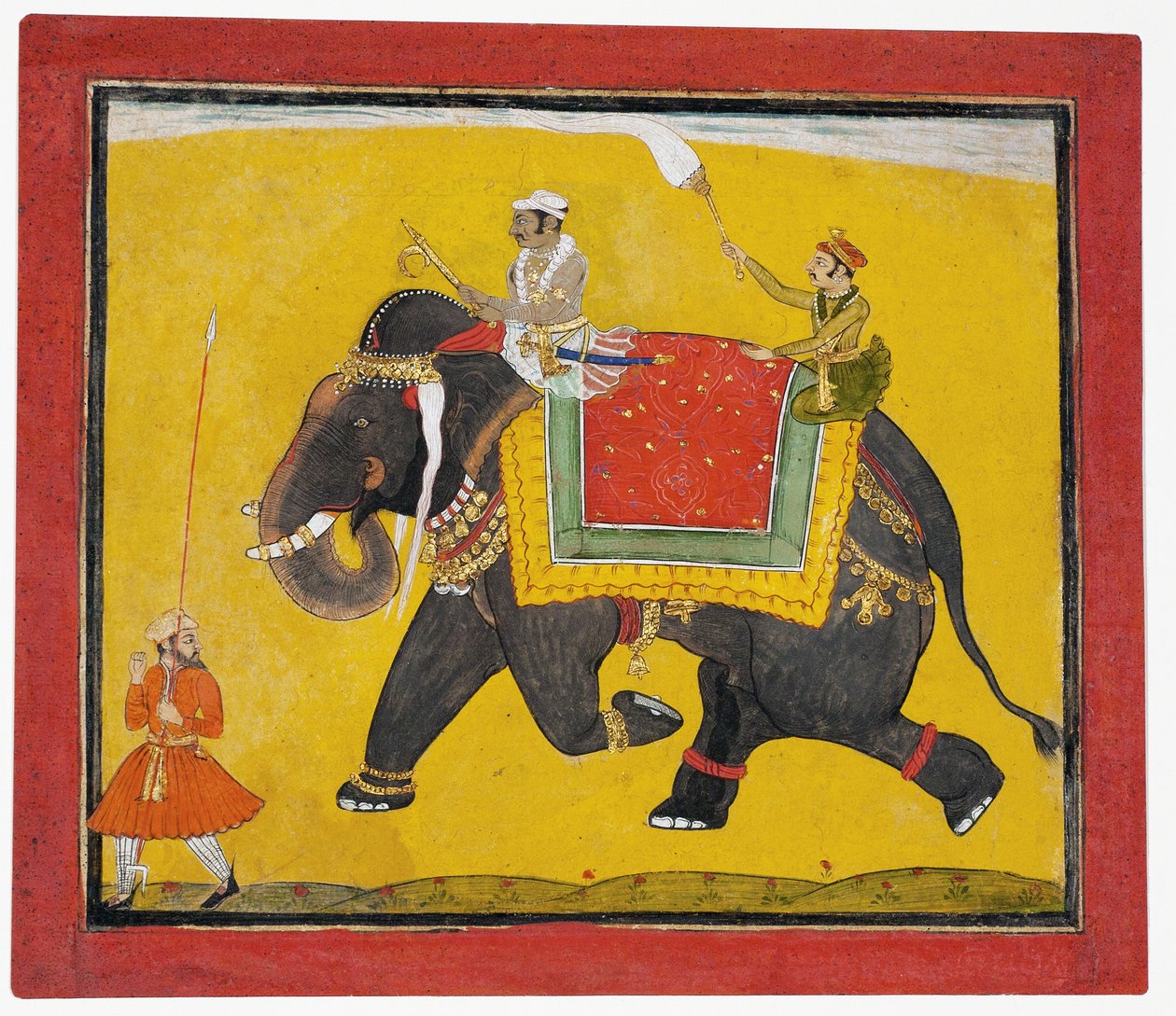 Raja na słoniu, ok. 1690 r. (nieprzezroczysta toaleta na papierze) autorstwa Indian School