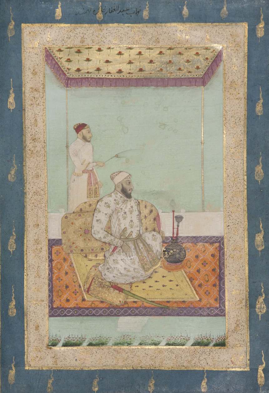Abdul Ghaffar Khan Bahadur, ok. 1680 (nieprzezroczysta toaleta i złoto na papierze) autorstwa Indian School