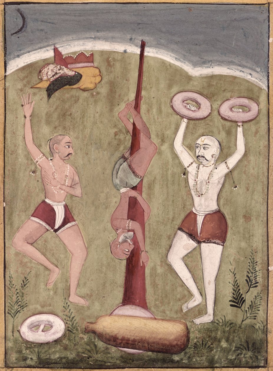 Akrobaci wykonujący wyczyny fizyczne autorstwa Indian School