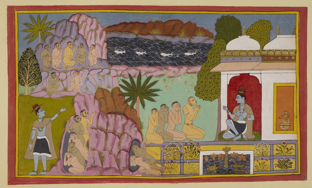 Dodaj 15296 (2) f.65r, Małpy powiedziały Svayaṃprabha autorstwa Indian School