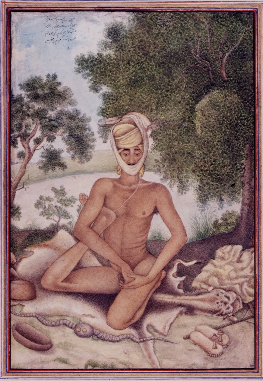 Dodaj 27255 fol.370v A Naked Ascetic, z „Tashrih al-aqvam” skompilowanej przez pułkownika Jamesa Skinnera (1778-1841) 1825 (gwasz na papierze) autorstwa Indian School
