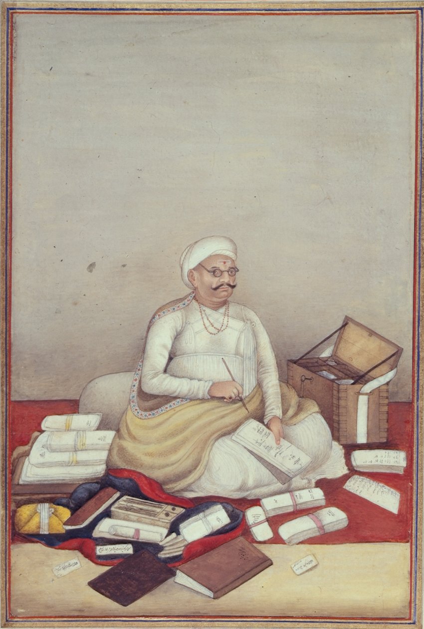 Dodaj 27255 fol.96v Kasta Sudra, reprezentowana przez księgowego z rękopisu „Tashrih al-aqvam” skompilowanego przez pułkownika Jamesa Skinnera (1778-1841) 1825 (akwarela na papierze) autorstwa Indian School