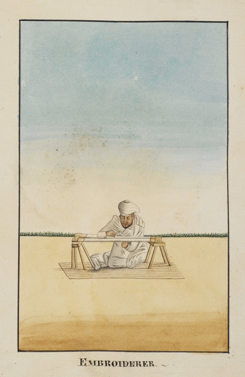 Add Or 2716, Hafciarz siedzi przy swojej ramie autorstwa Indian School