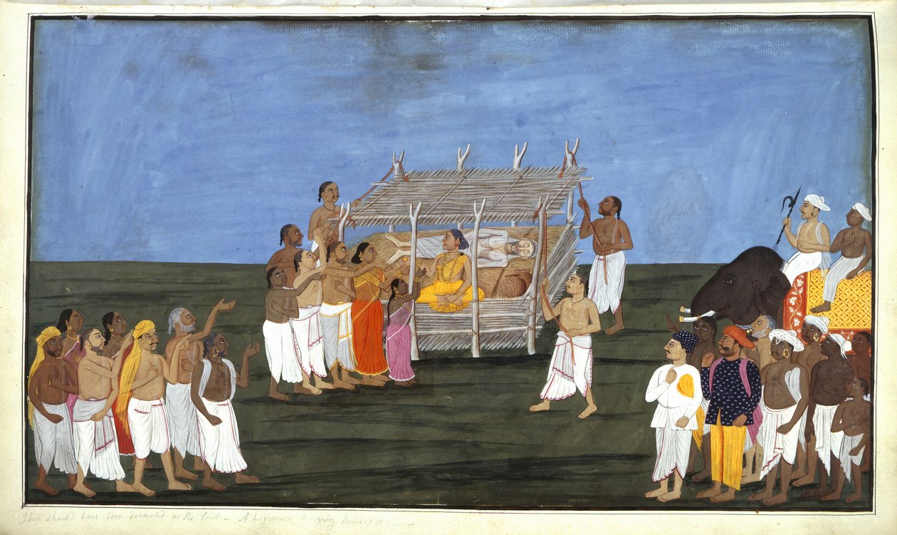 Dodaj Or 4356 Ceremonia braminów, ilustracja z „Żywotów braminów”, ok. 1820 (akwarela na papierze) autorstwa Indian School