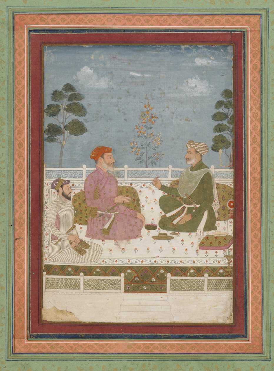 Scena publiczności, oderwane folio albumu z obrazem, ok. 1750 autorstwa Indian School