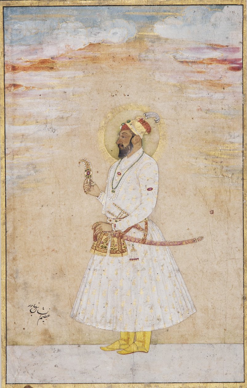 Azim us Shan Bahadur, ok. 1720 (nieprzezroczysta toaleta i złoto na papierze) autorstwa Indian School