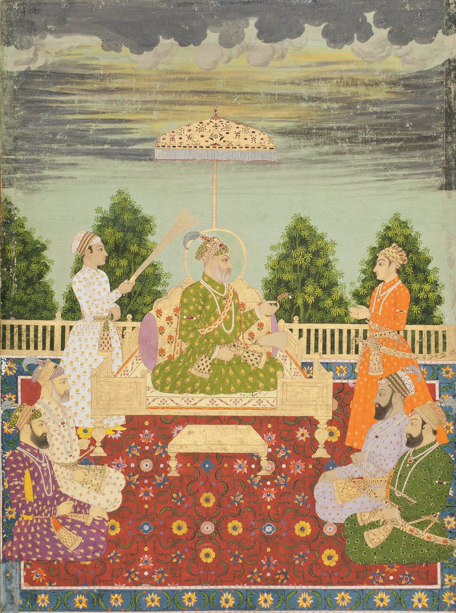 Bahadur Shah z czterema synami i wnukiem, ok. 1710 autorstwa Indian School