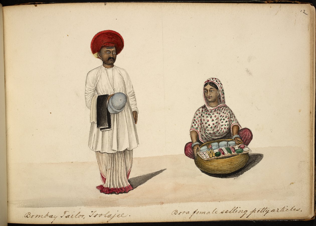 krawiec z Bombaju; Handlarka kobiet Bohori autorstwa Indian School