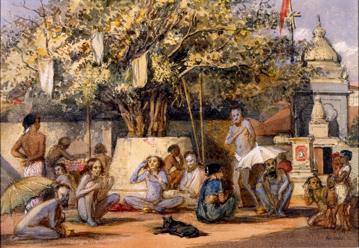 Byragis, hinduscy żebracy religijni przygotowujący się do festiwalu, Beach Candy, Bombay autorstwa Indian School