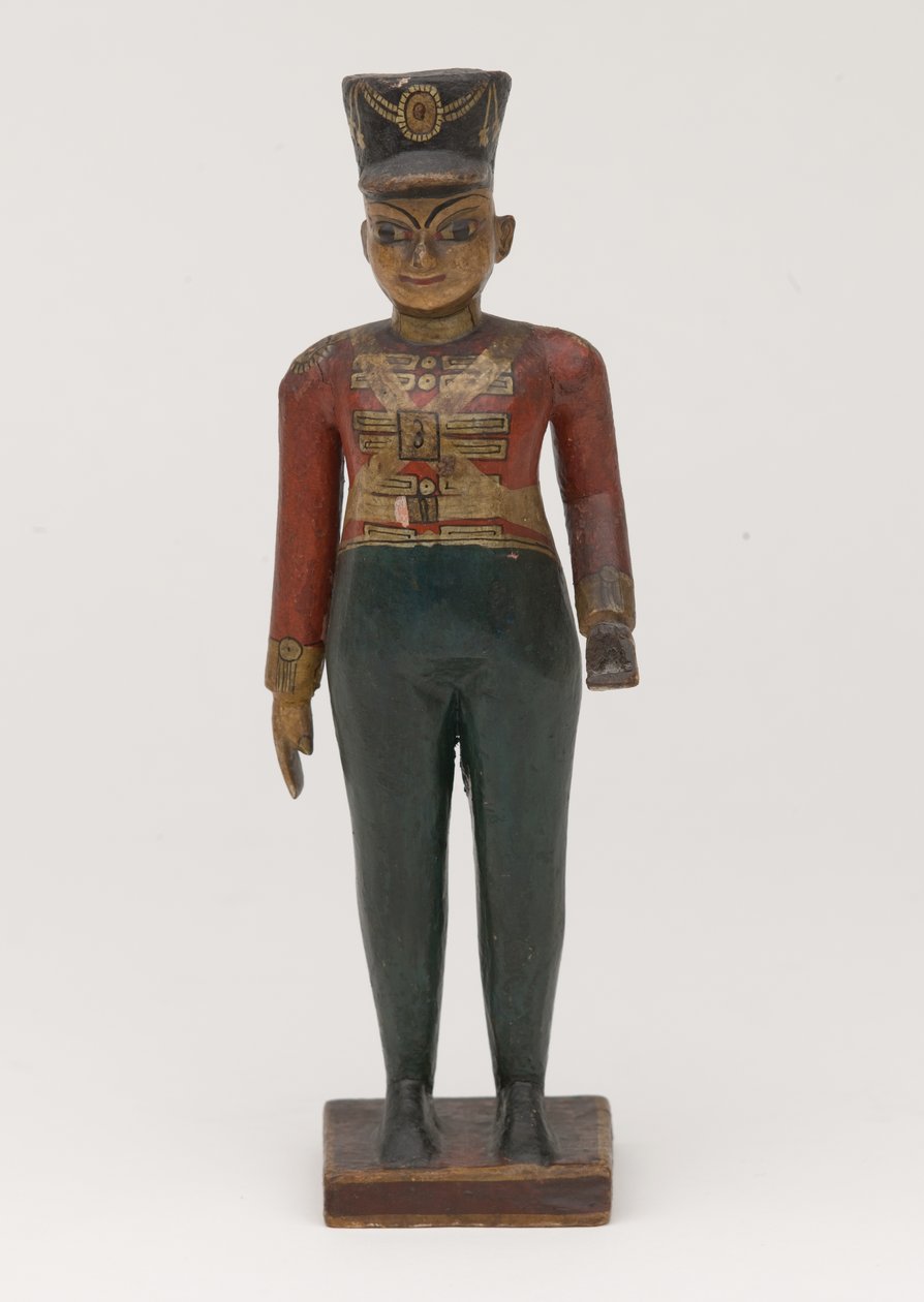 Rzeźbiona drewniana figura brytyjskiego oficera III Madrasu autorstwa Indian School