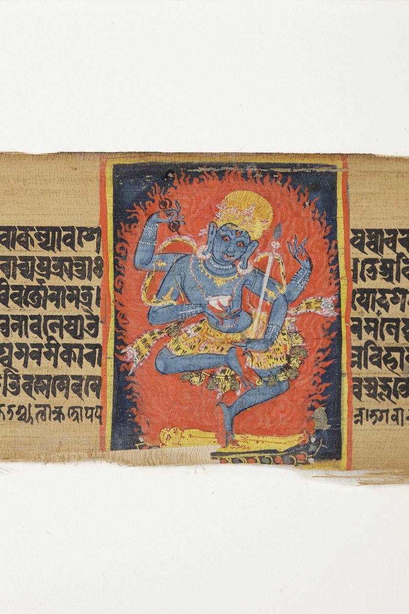 Tańcząca Heruka, ok.1150-1200 (nieprzezroczysta toaleta i tusz na liściu palmowym) autorstwa Indian School