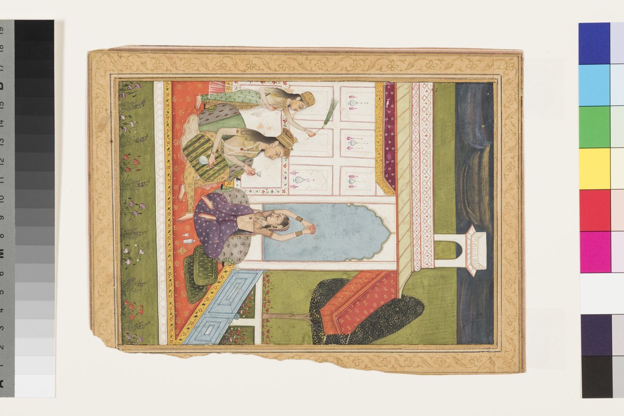 Desavarati Ragini z Dipak, początek XVIII wieku (nieprzezroczysta akwarela i złoto na papierze) autorstwa Indian School