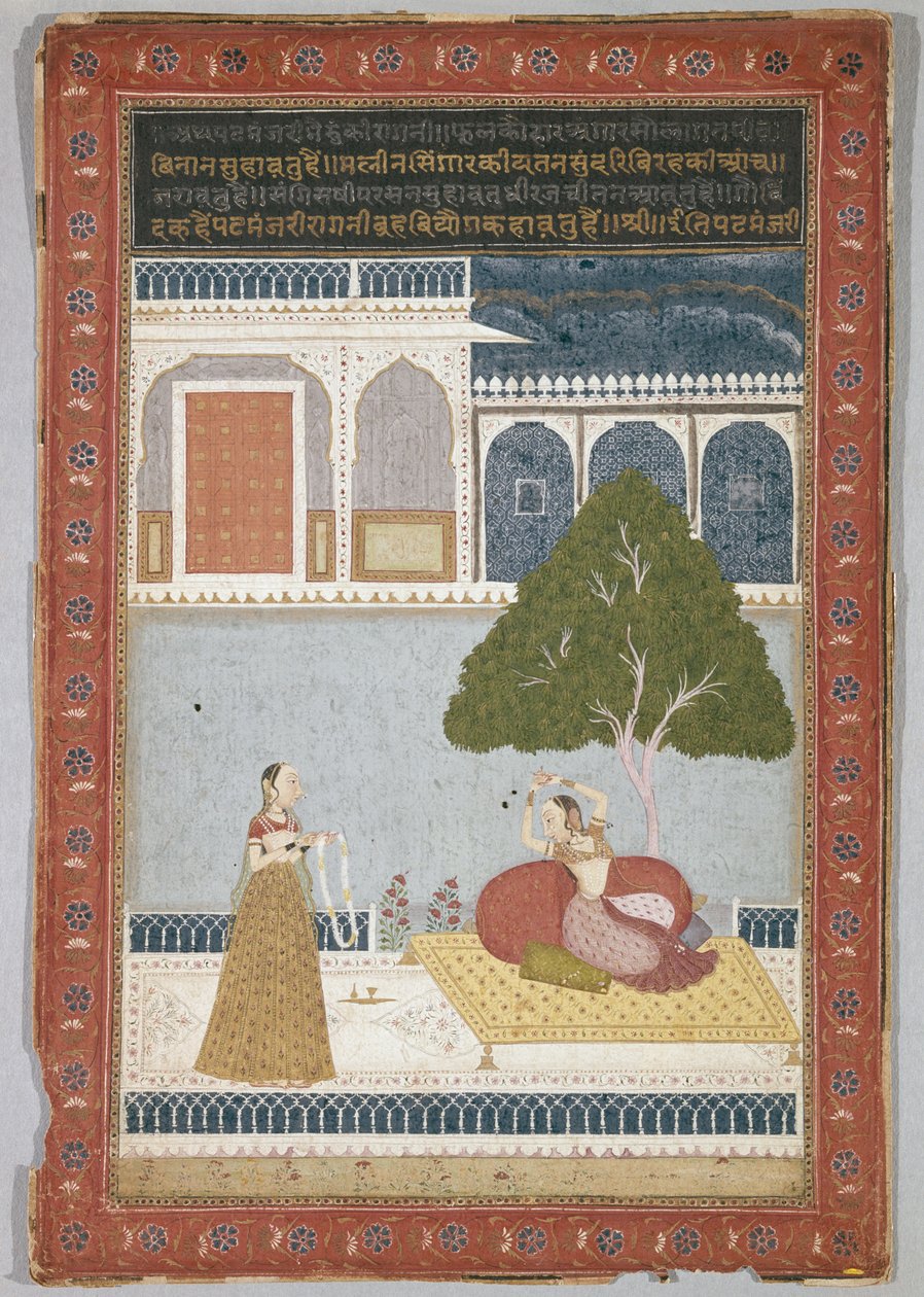 Desvarati Ragini, dat. 1768 (tempera na papierze wykładanym) autorstwa Indian School
