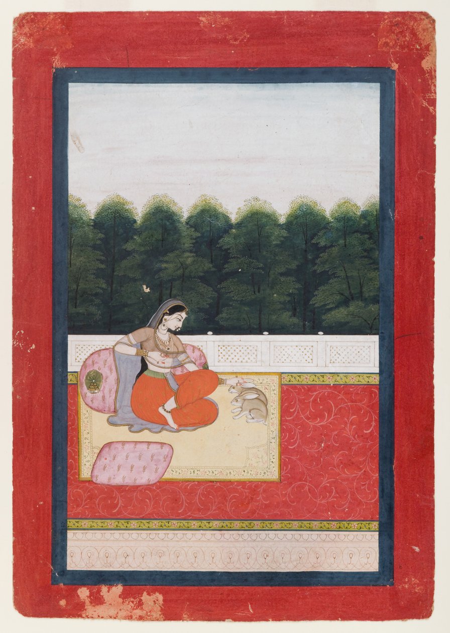 Dhanashri Ragini, strona z serii Ragamala, ok. 1790 lub wcześniej (wc i złoto na papierze) autorstwa Indian School