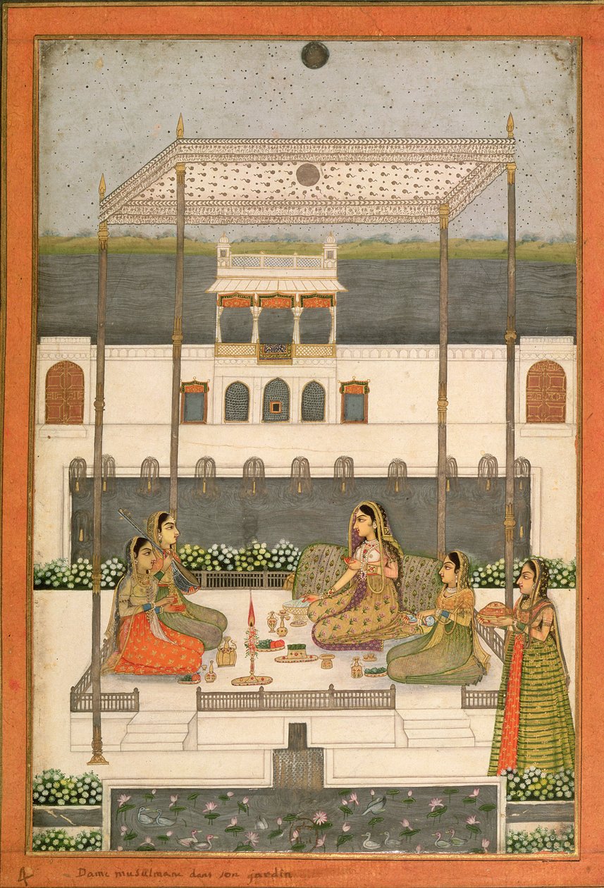 Wieczorne przyjęcie w ogrodzie Pałacu Mogołów, Lucknow lub Murshidabad, Bengal Zachodni, 1760 autorstwa Indian School