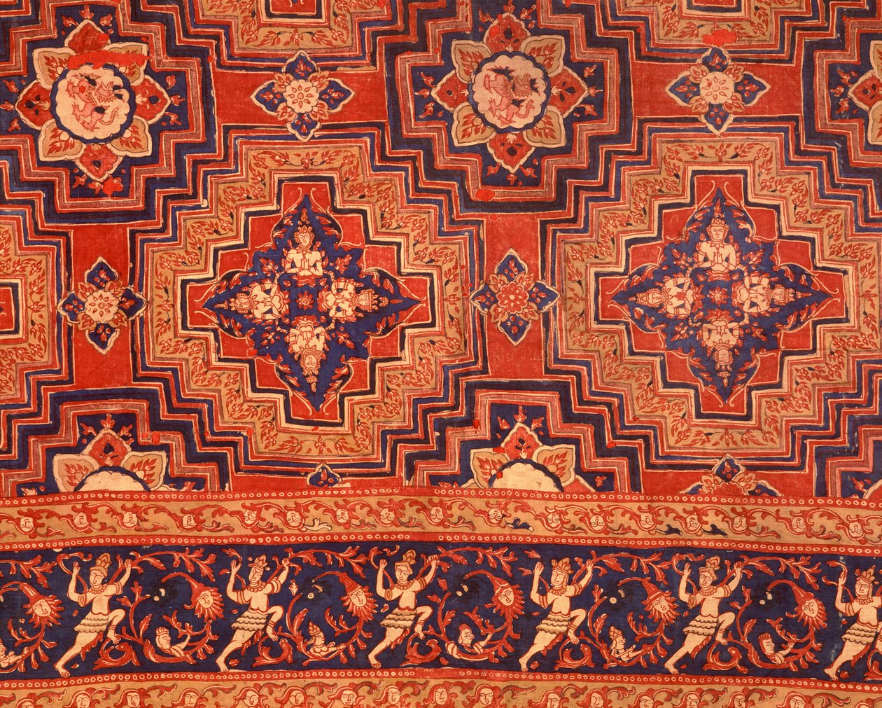 Tkanina z okresu Ayuttaya z tajskim wzorem (bawełna drukowana) autorstwa Indian School