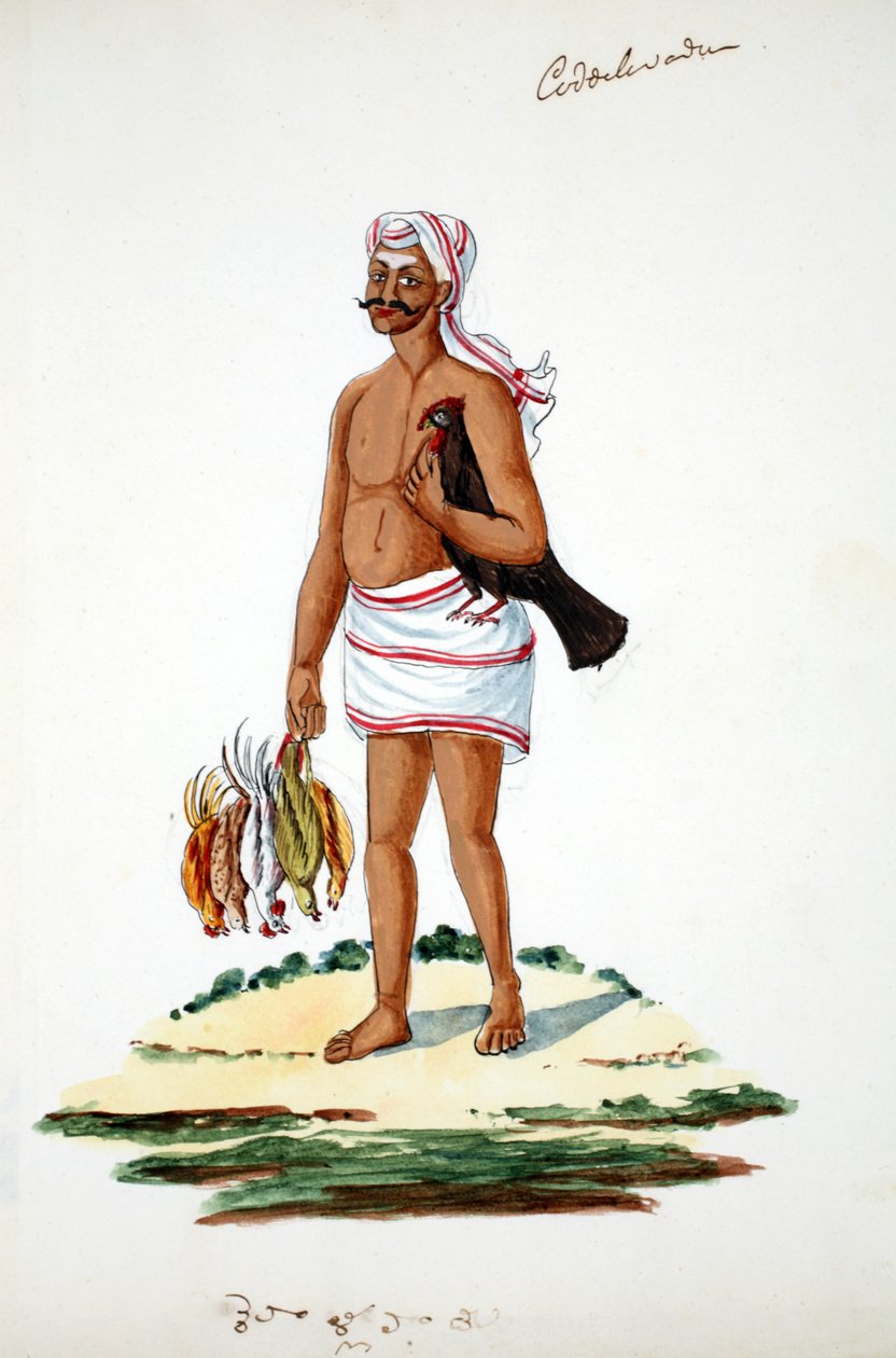 Rolnik z kurczakami (wc na papierze) autorstwa Indian School