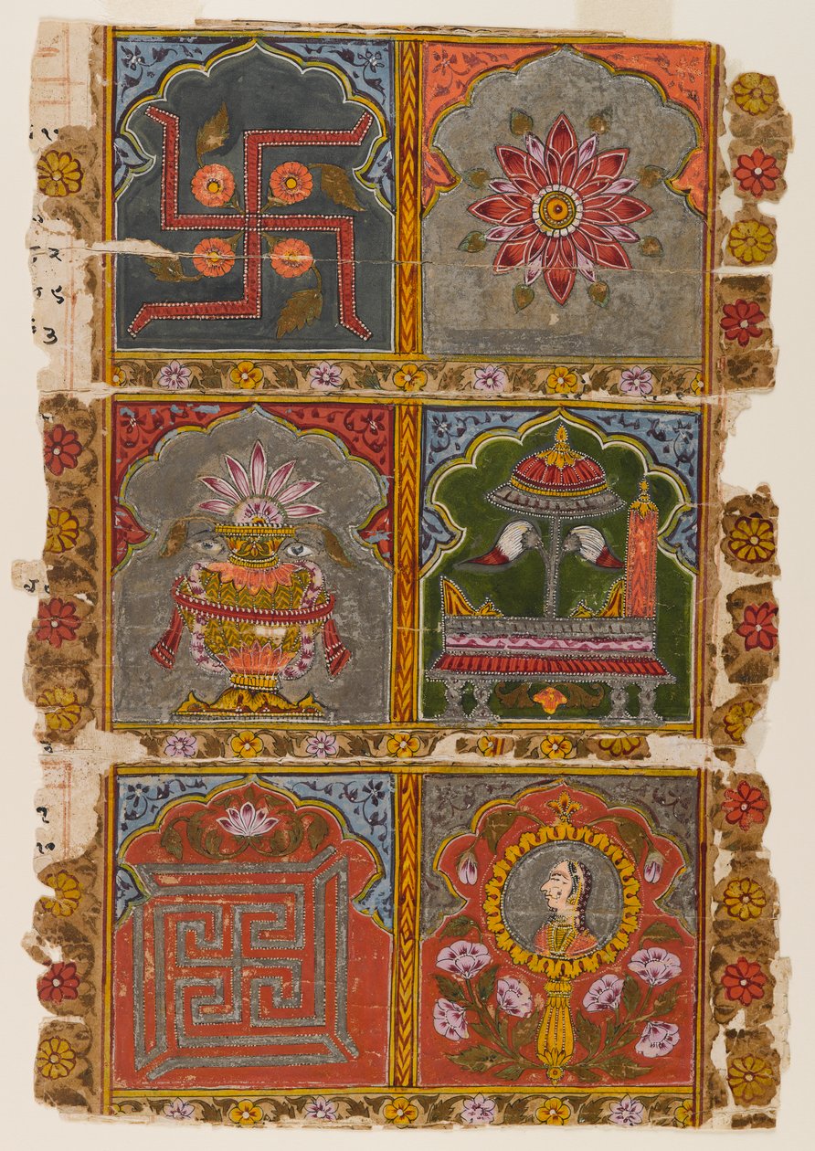 Fragment Jain Vijnaptipatra, ok. 1725-1750 (nieprzezroczysta toaleta na papierze) autorstwa Indian School