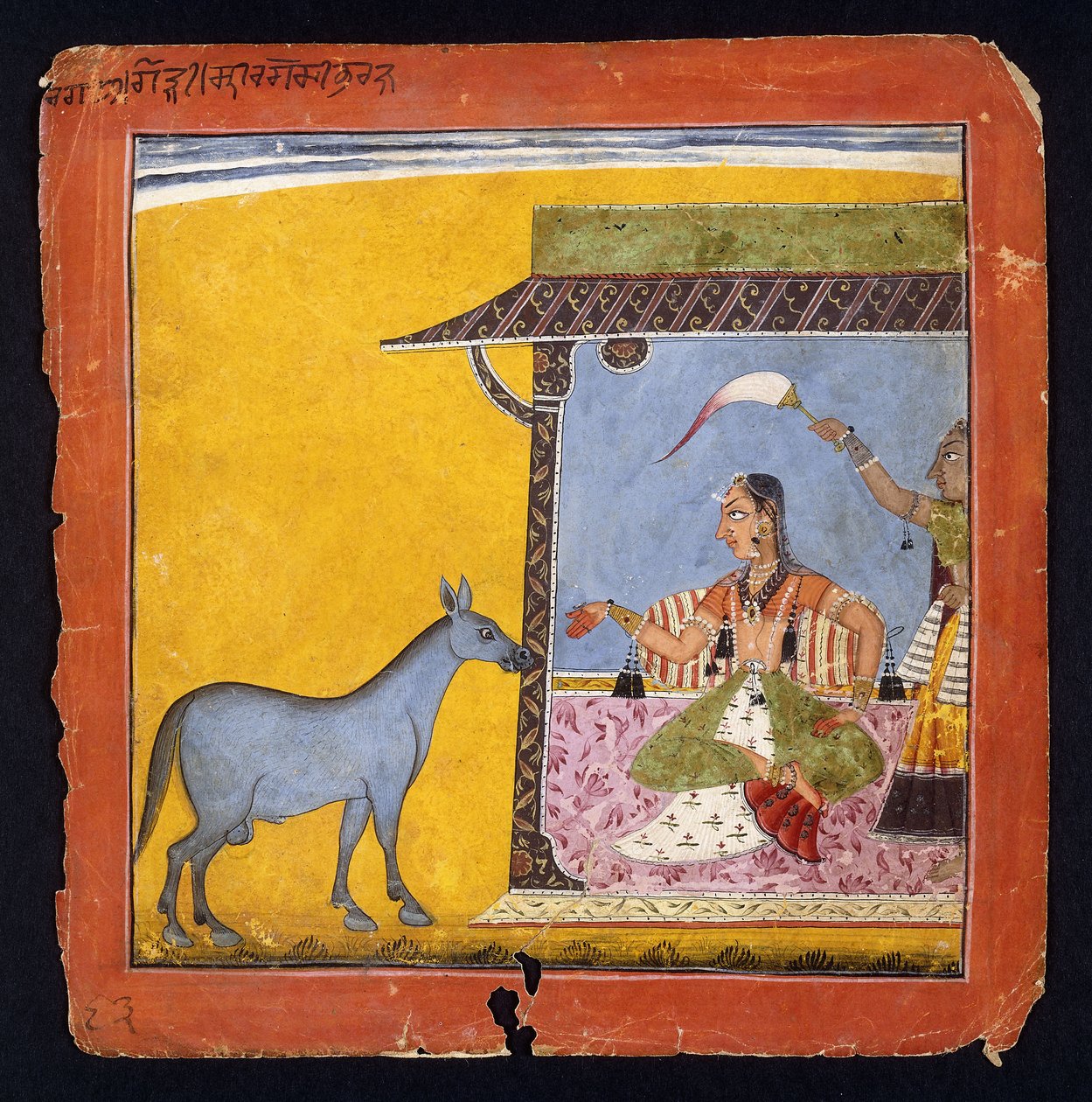 Gaudi Ragini, żona Sri Ragi, ok. 1690-5 autorstwa Indian School