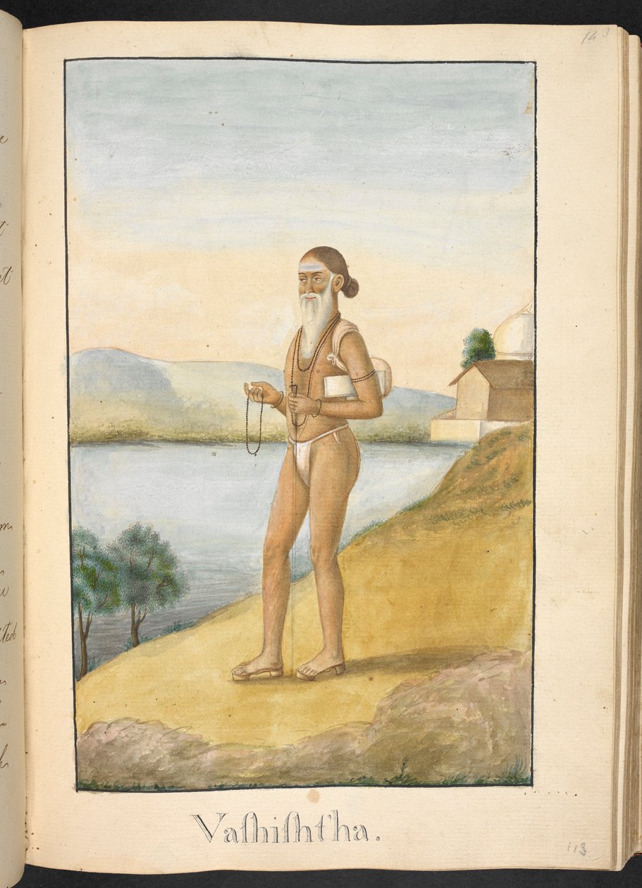 Gautama, mędrzec i mąż Ahalyi.
Inskrypcja: "Gautam". autorstwa Indian School