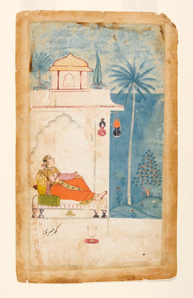 Gurjari Ragini z Megh, C.140 (Opikue Vasi i złoto na papierze) autorstwa Indian School