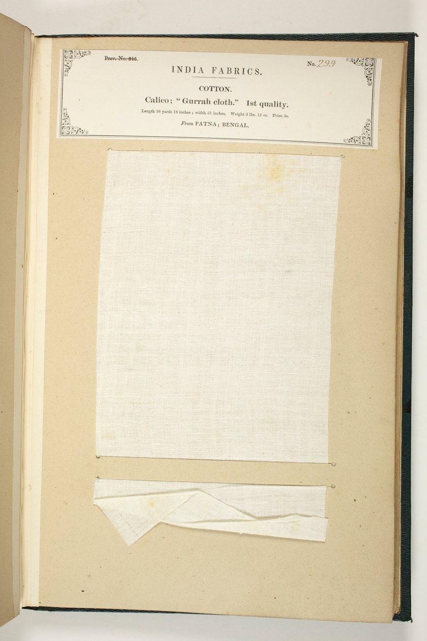 Gurrah Cloth, Patna, Bengal, z The Collection of the Textile Manufacturers of India, autorstwa Johna Forbesa Watsona, opublikowanej w 1866 r. autorstwa Indian School