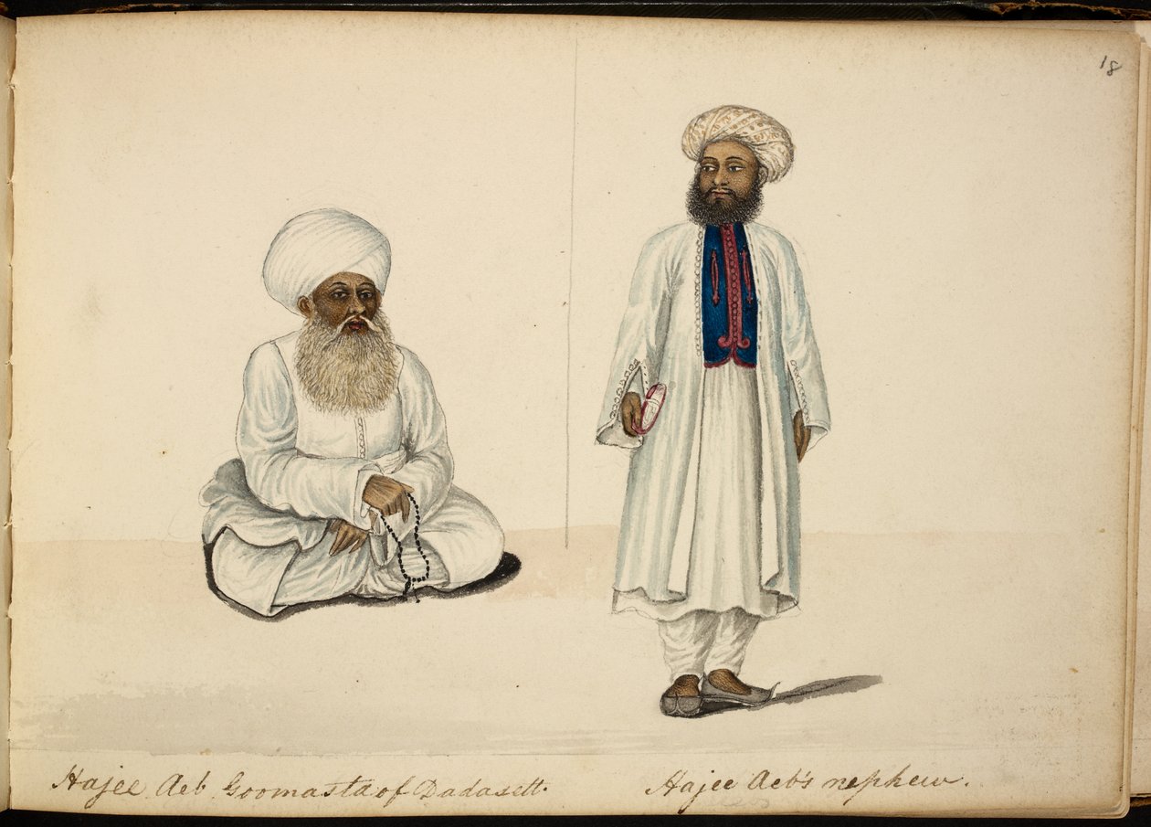 Haji Ayub Gumasta z Dadasett; jego siostrzeniec autorstwa Indian School